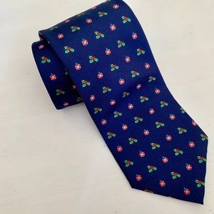 Brooks Brothers Blue Holiday  Holly Christmas Tie